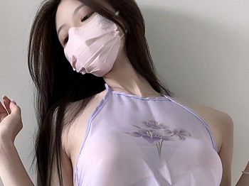 网红美女陈妮妮UNI新中式主题性感紫色薄纱情趣内衣秀浑圆翘臀惹火诱惑写真35P