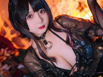 Cosplay美女日奈娇皮衣系列主题性感黑色皮质情趣服饰露黑色三点式内衣诱惑写真123P