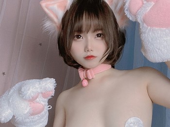 网络美女七月喵子粉丝定制猫咪主题猫女郎情趣服饰露傲人豪乳遮点惹火诱惑写真59P