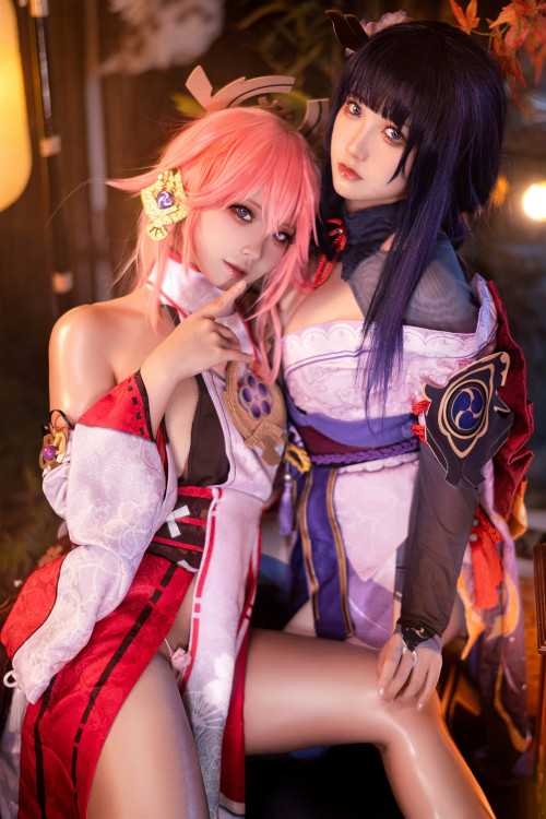 Cosplay 伊喵君 景三 八重 雷神 双倍快乐